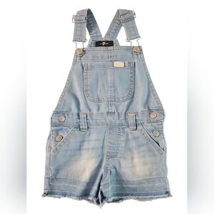 7 For All Mankind Baby/Toddler 24 Months Light Wash Denim Short Overalls